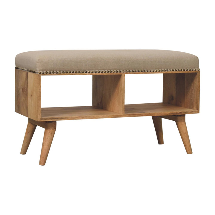 Studded Linen Open Bench - Smiddy Furniture