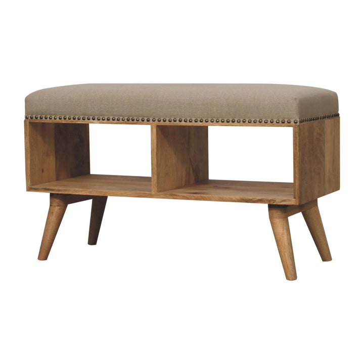 Studded Linen Open Bench - Smiddy Furniture