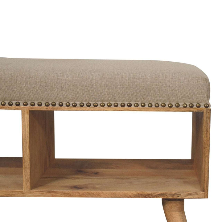 Studded Linen Open Bench - Smiddy Furniture