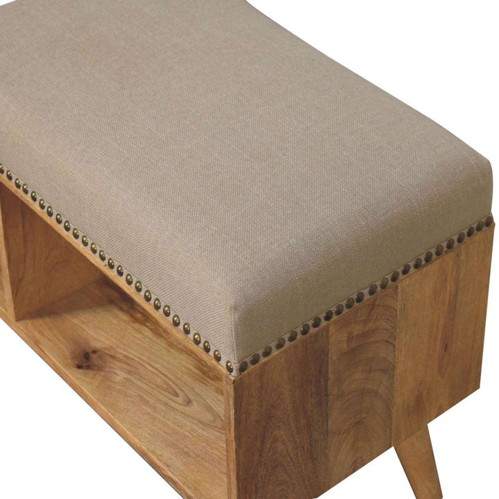 Studded Linen Open Bench - Smiddy Furniture