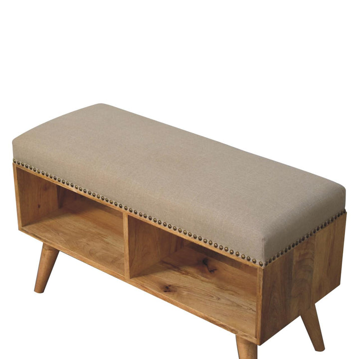 Studded Linen Open Bench - Smiddy Furniture