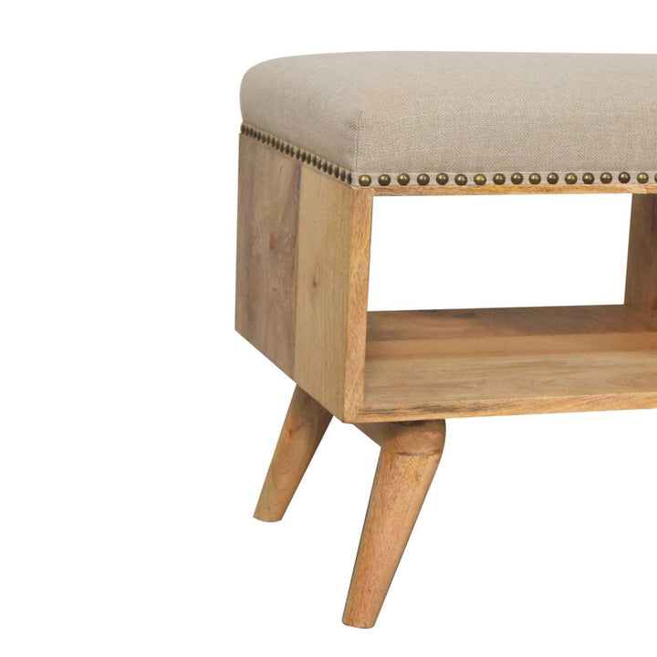 Studded Linen Open Bench - Smiddy Furniture