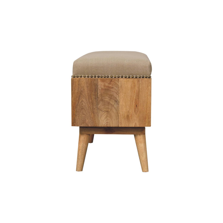 Studded Linen Open Bench - Smiddy Furniture