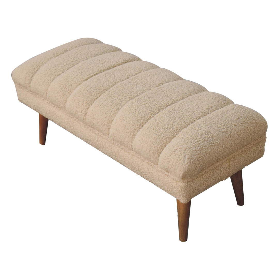 Cream Boucle Puffer Bench - Smiddy Furniture