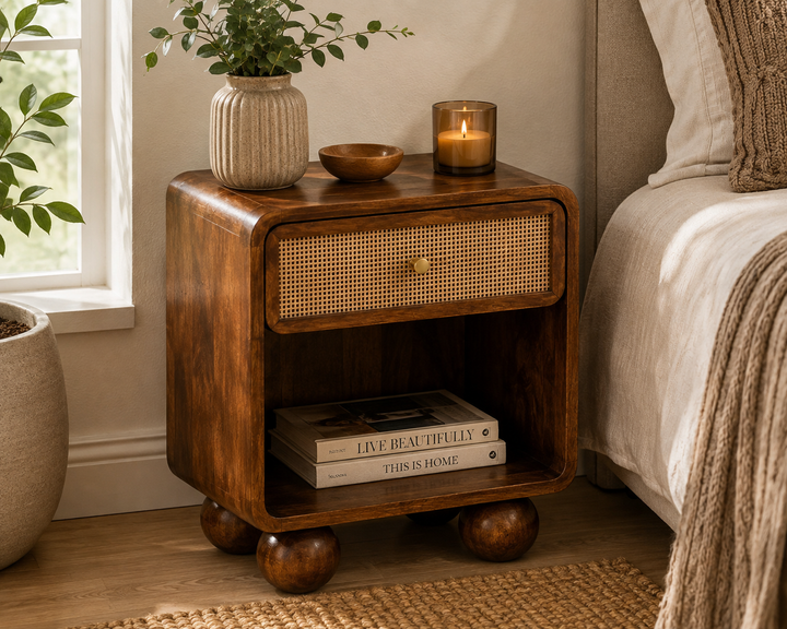 Chestnut Open Woven Bedside