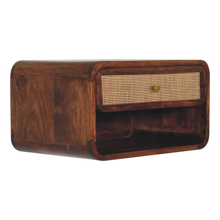 Chestnut Wall Mounted Open Woven Bedside-Smiddy Furniture