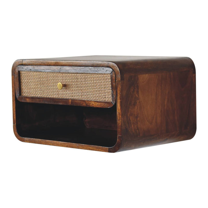 Chestnut Wall Mounted Open Woven Bedside-Smiddy Furniture