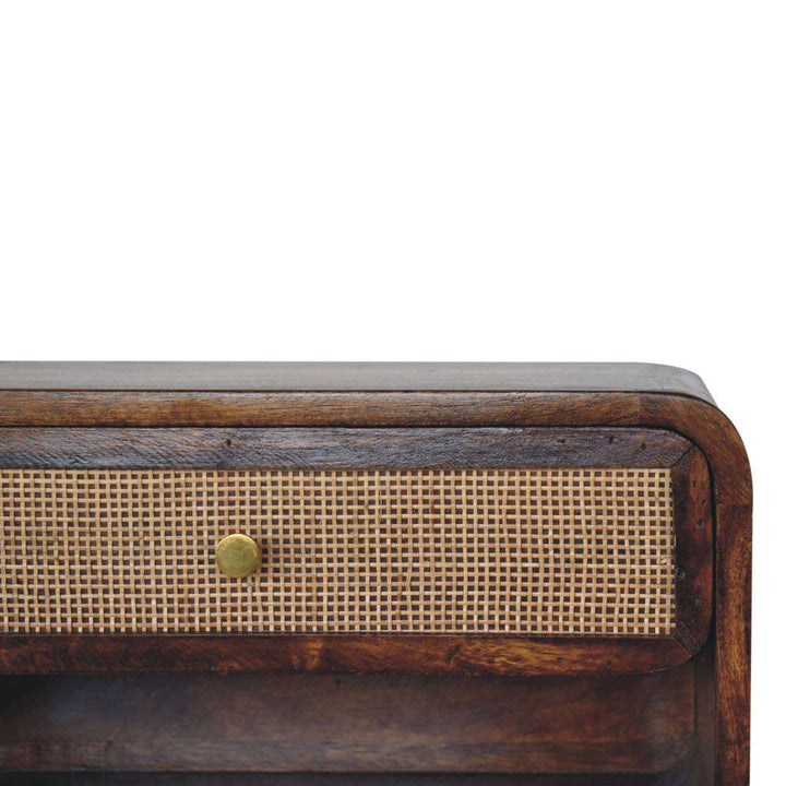 Chestnut Wall Mounted Open Woven Bedside-Smiddy Furniture