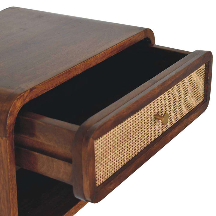 Chestnut Wall Mounted Open Woven Bedside-Smiddy Furniture