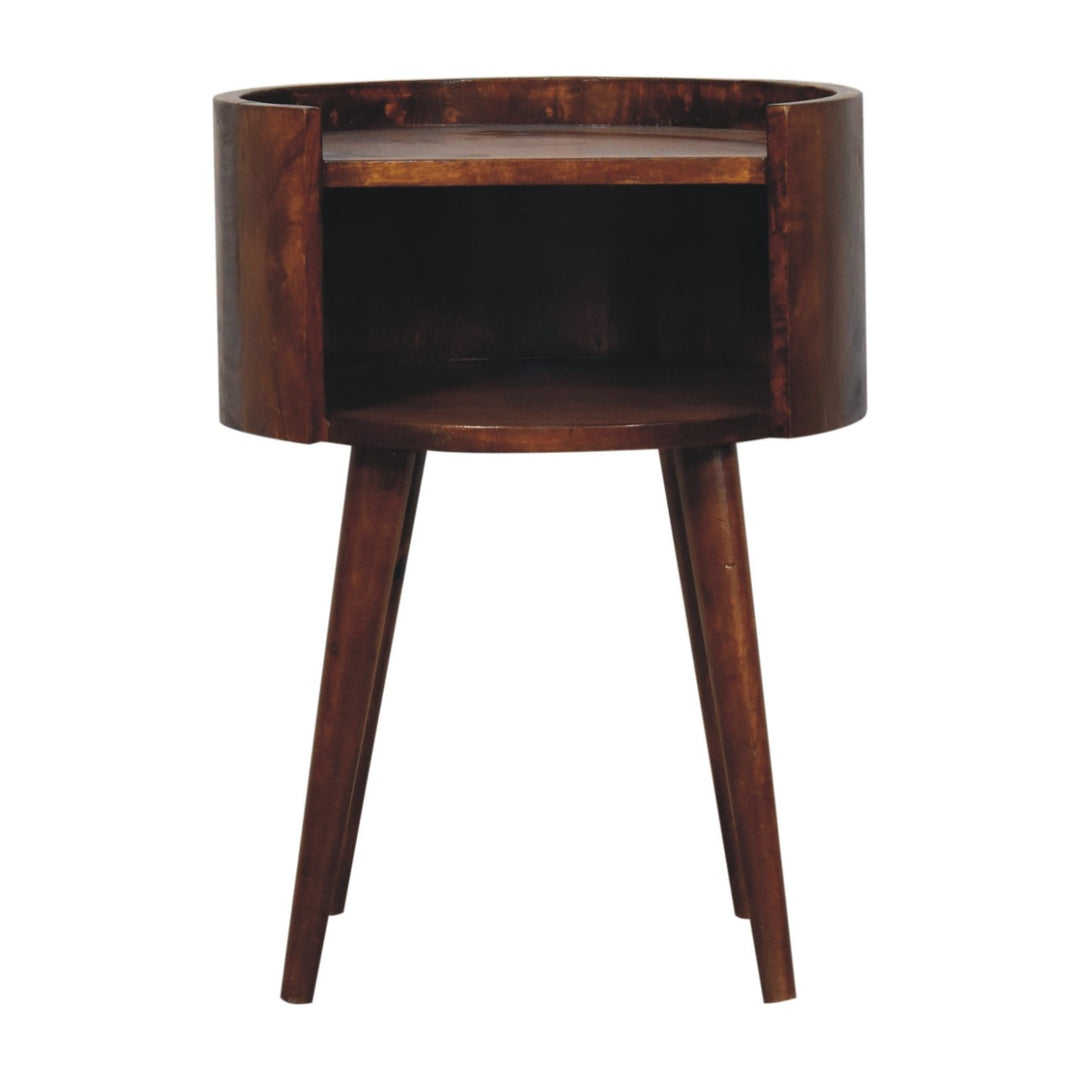 Chestnut Round Open Slot Bedside - Smiddy Furniture