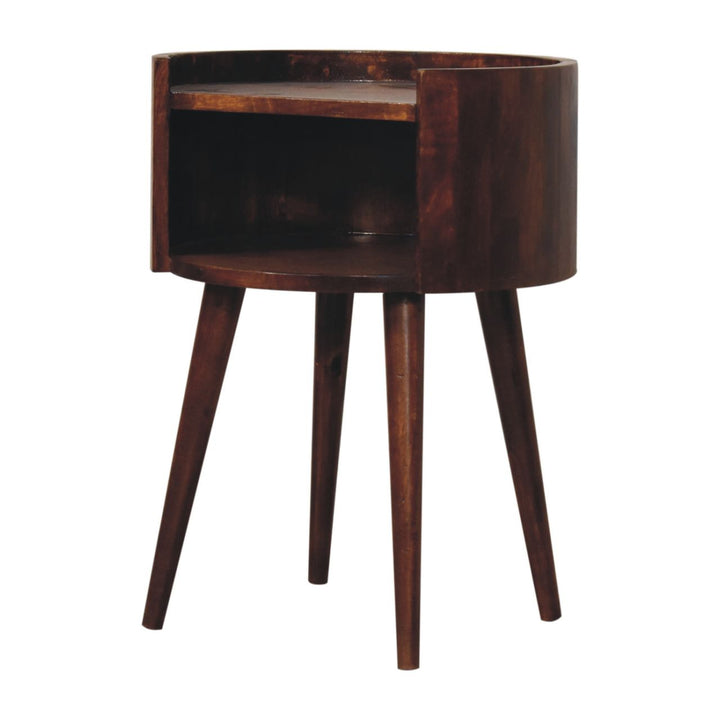 Chestnut Round Open Slot Bedside-Smiddy Furniture