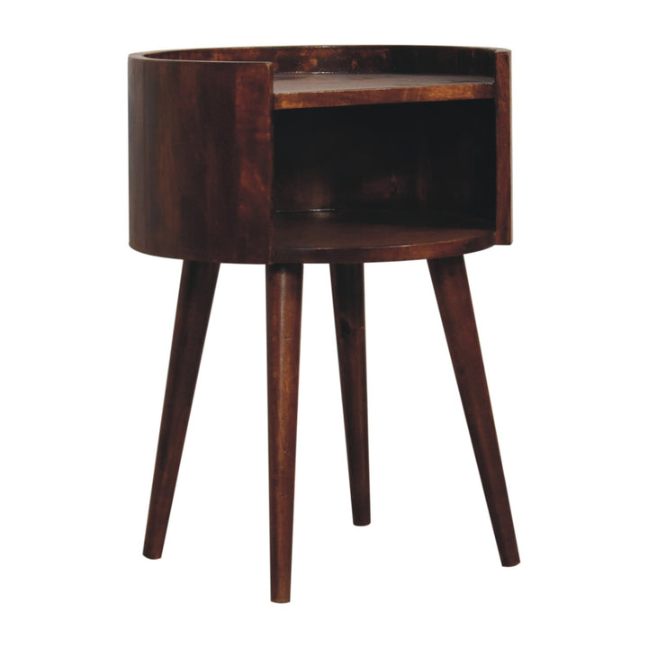 Chestnut Round Open Slot Bedside-Smiddy Furniture