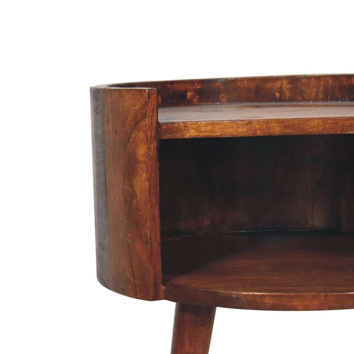 Chestnut Round Open Slot Bedside-Smiddy Furniture