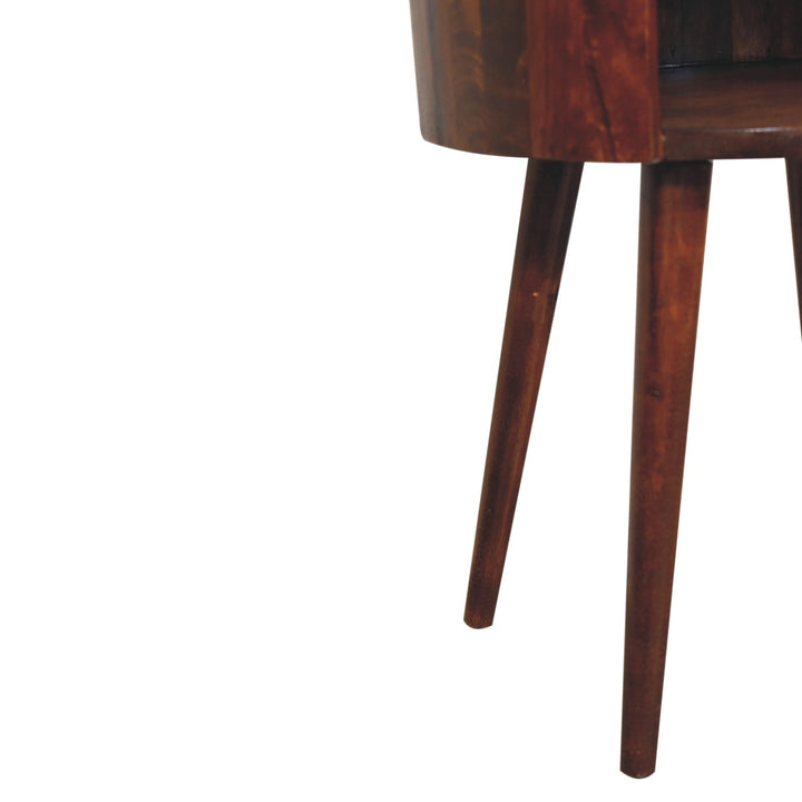 Chestnut Round Open Slot Bedside-Smiddy Furniture