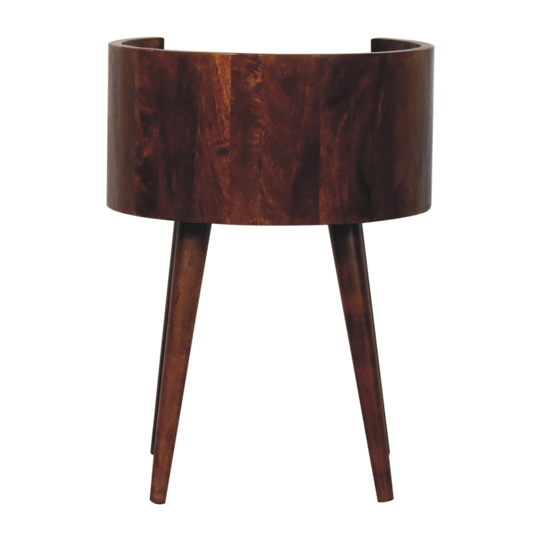 Chestnut Round Open Slot Bedside-Smiddy Furniture