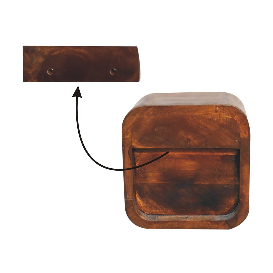 Extra Mini Curved Chestnut Bedside with Open Slot-Smiddy Furniture