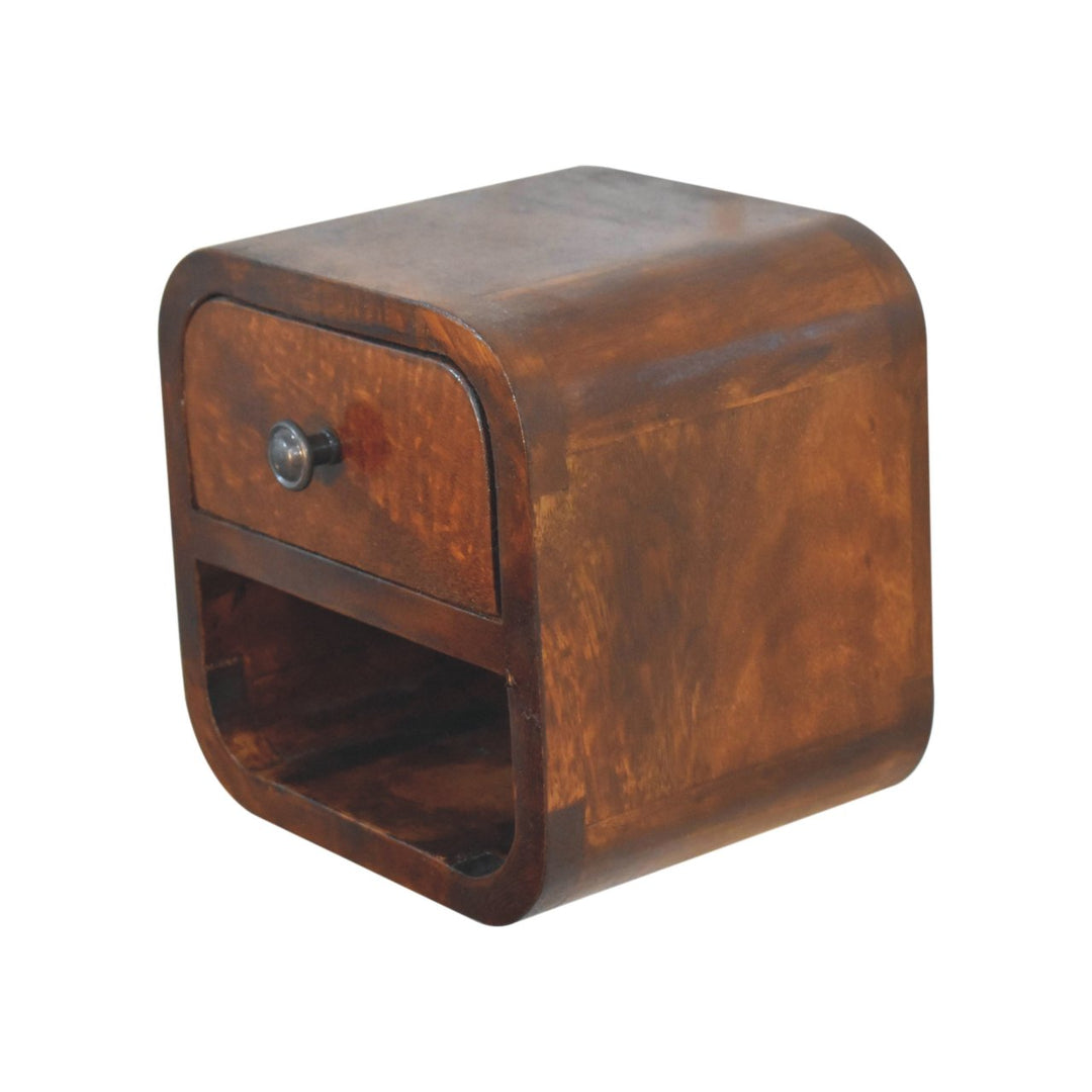 Extra Mini Curved Chestnut Bedside with Open Slot-Smiddy Furniture