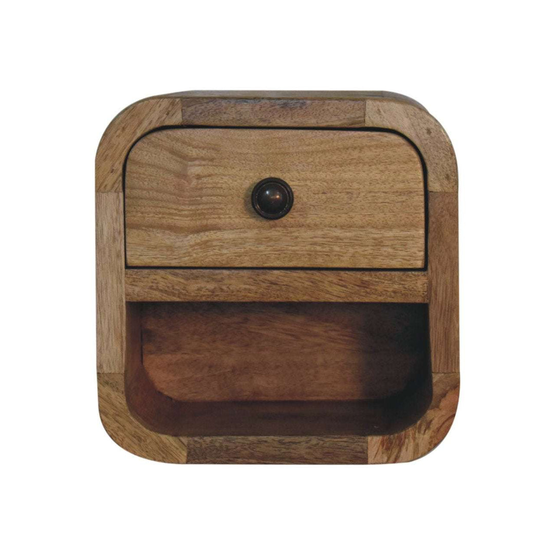 Extra Mini Curved Oak-ish Bedside with Open Slot-Smiddy Furniture