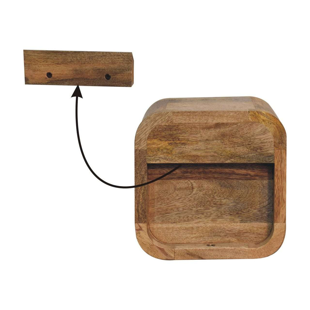 Extra Mini Curved Oak-ish Bedside with Open Slot-Smiddy Furniture
