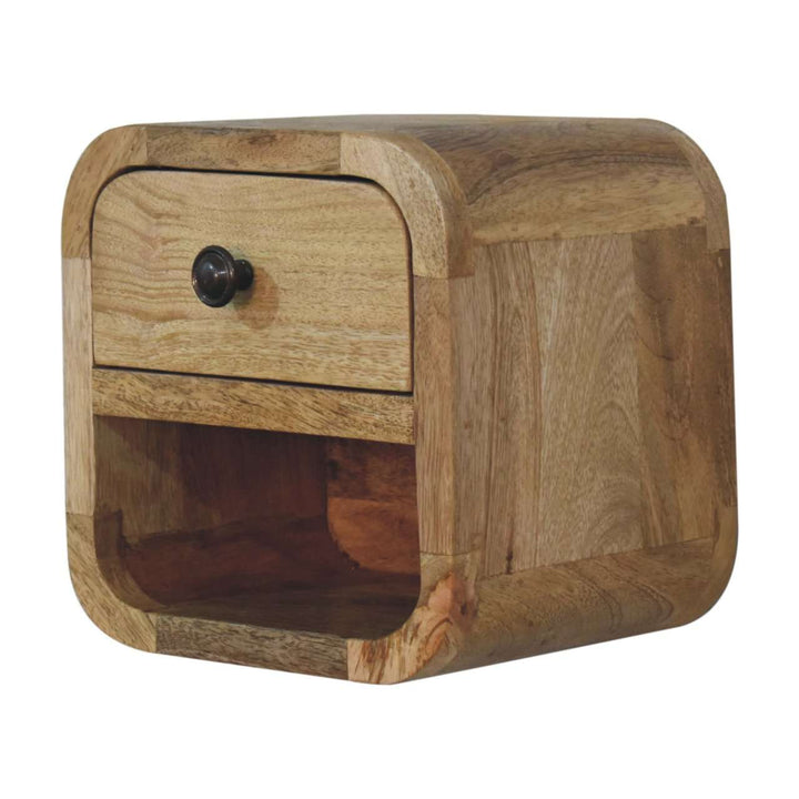 Extra Mini Curved Oak-ish Bedside with Open Slot-Smiddy Furniture
