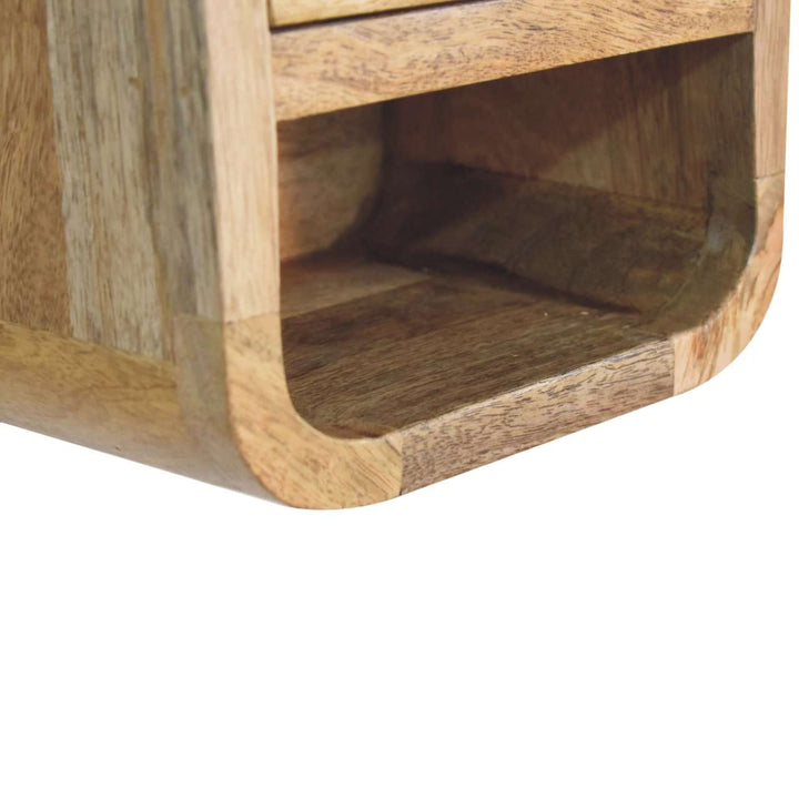 Extra Mini Curved Oak-ish Bedside with Open Slot-Smiddy Furniture