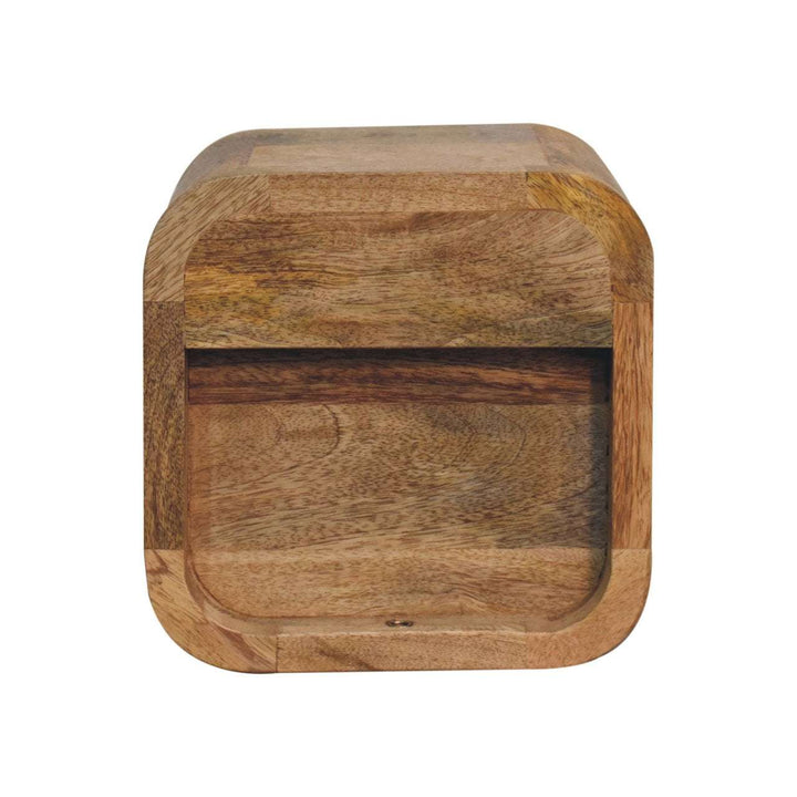 Extra Mini Curved Oak-ish Bedside with Open Slot-Smiddy Furniture