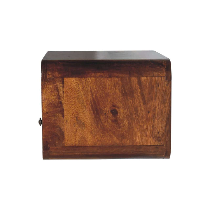 Large Chestnut Curve Upper Slot Floating Bedside - Smiddy Furniture