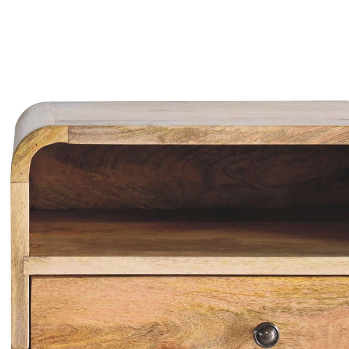 Large Oak-ish Curve Upper Slot Floating Bedside-Smiddy Furniture