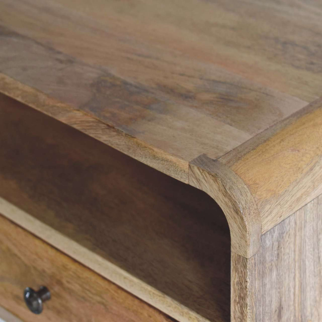 Large Oak-ish Curve Upper Slot Floating Bedside-Smiddy Furniture