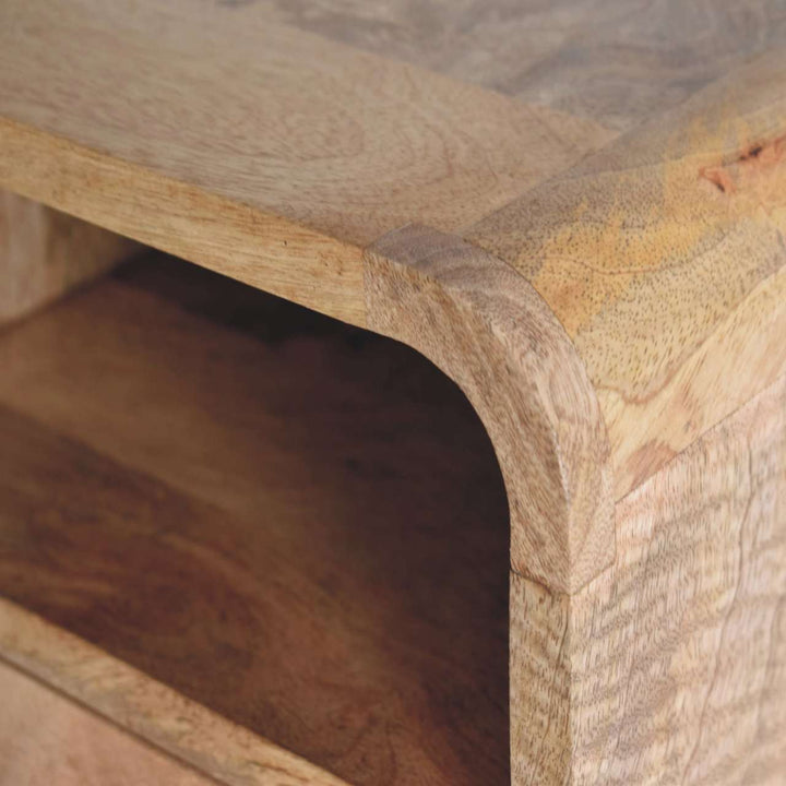 Extra Mini Wall Mounted Curved Oak - ish Bedside with Open Slot - Smiddy Furniture