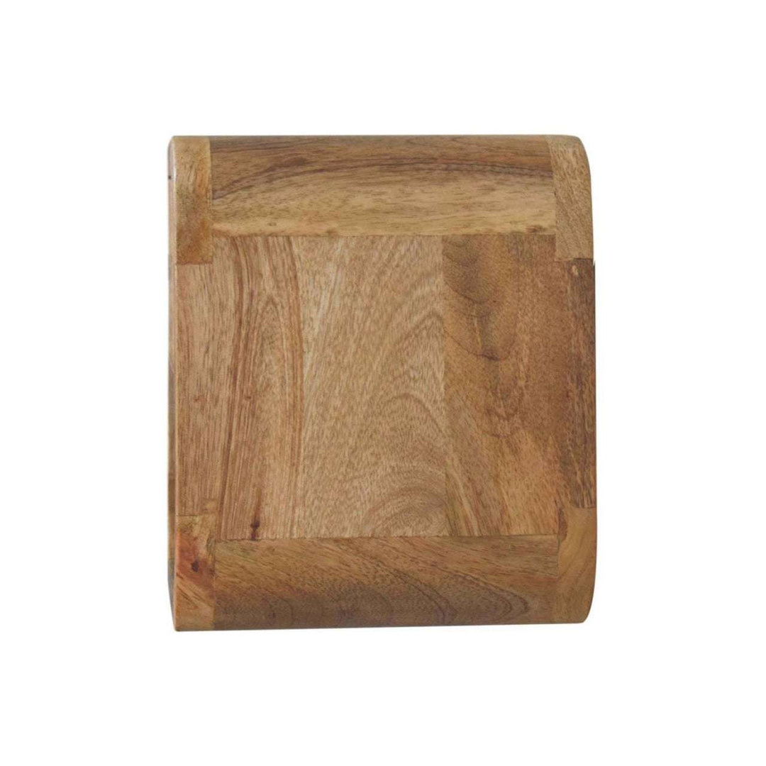 Extra Mini Wall Mounted Curved Oak - ish Bedside with Open Slot - Smiddy Furniture