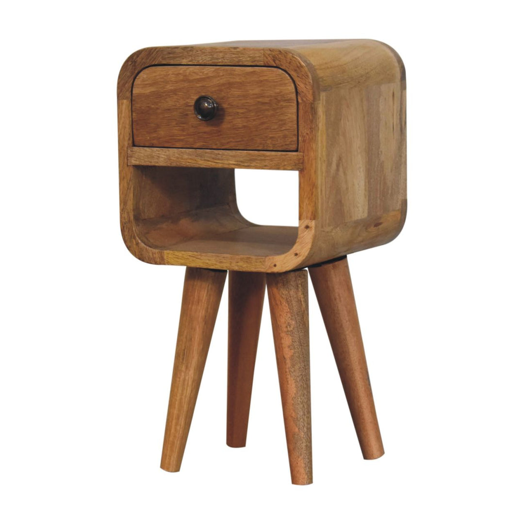 Extra Mini Oak-ish Curve Lower Bedside-Smiddy Furniture