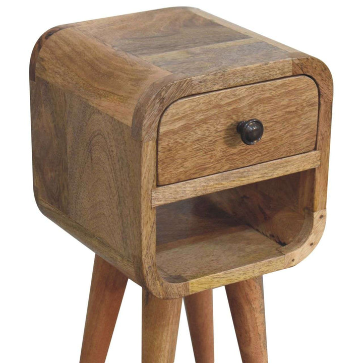 Extra Mini Oak-ish Curve Lower Bedside-Smiddy Furniture