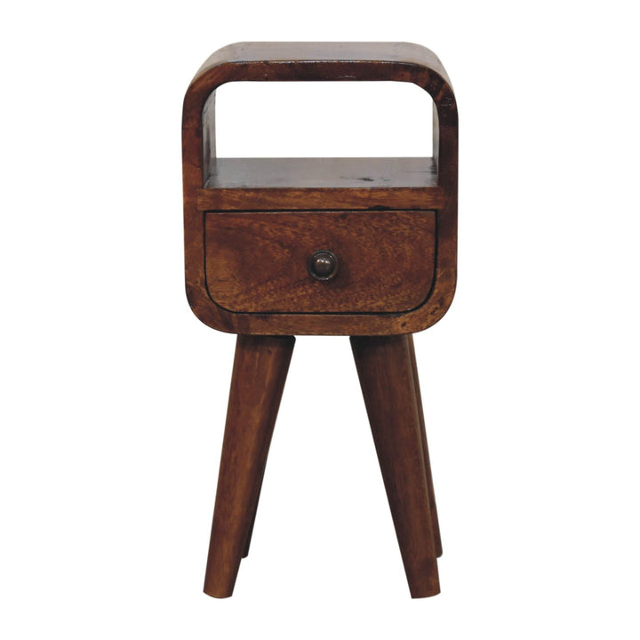 Extra Mini Chestnut Curve Open Slot Bedside-Smiddy Furniture