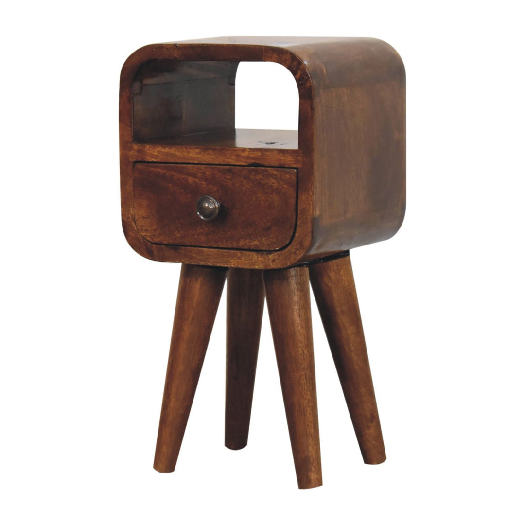 Extra Mini Chestnut Curve Open Slot Bedside-Smiddy Furniture