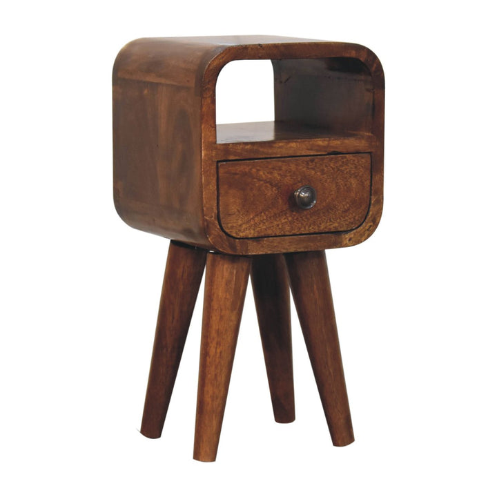 Extra Mini Chestnut Curve Open Slot Bedside-Smiddy Furniture