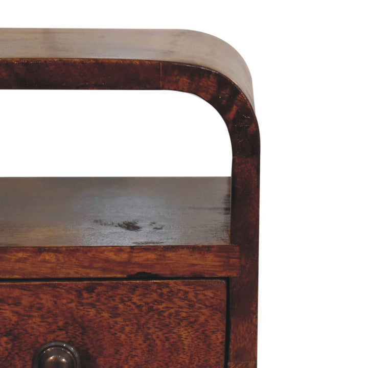 Extra Mini Chestnut Curve Open Slot Bedside-Smiddy Furniture