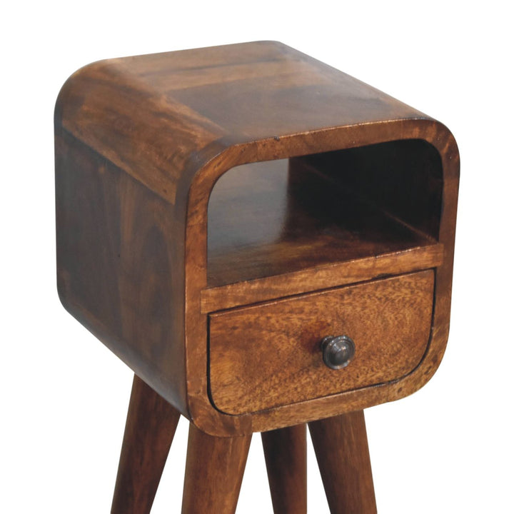 Extra Mini Chestnut Curve Open Slot Bedside-Smiddy Furniture