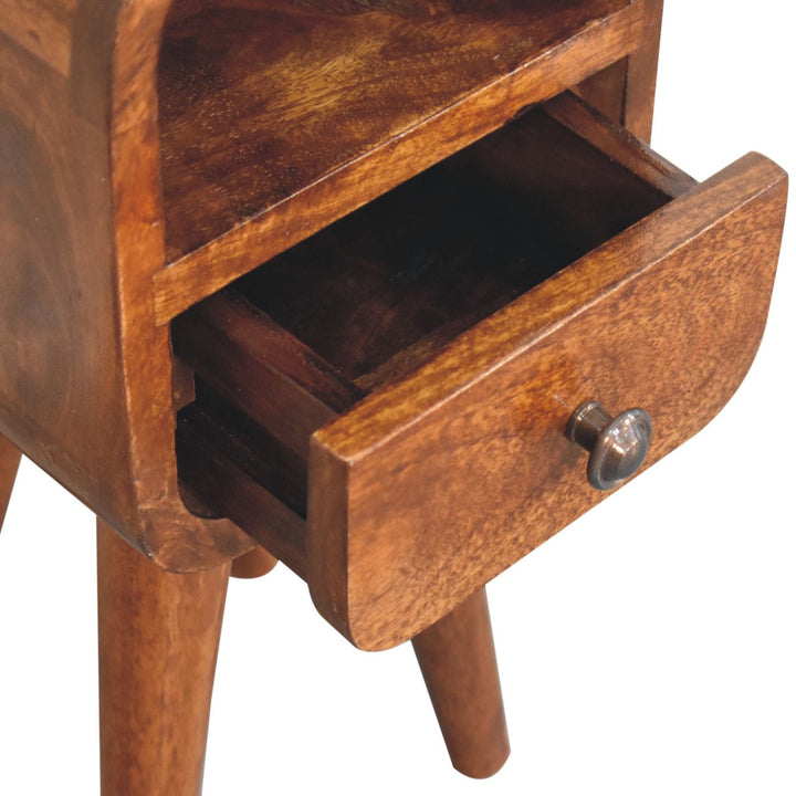 Extra Mini Chestnut Curve Open Slot Bedside-Smiddy Furniture