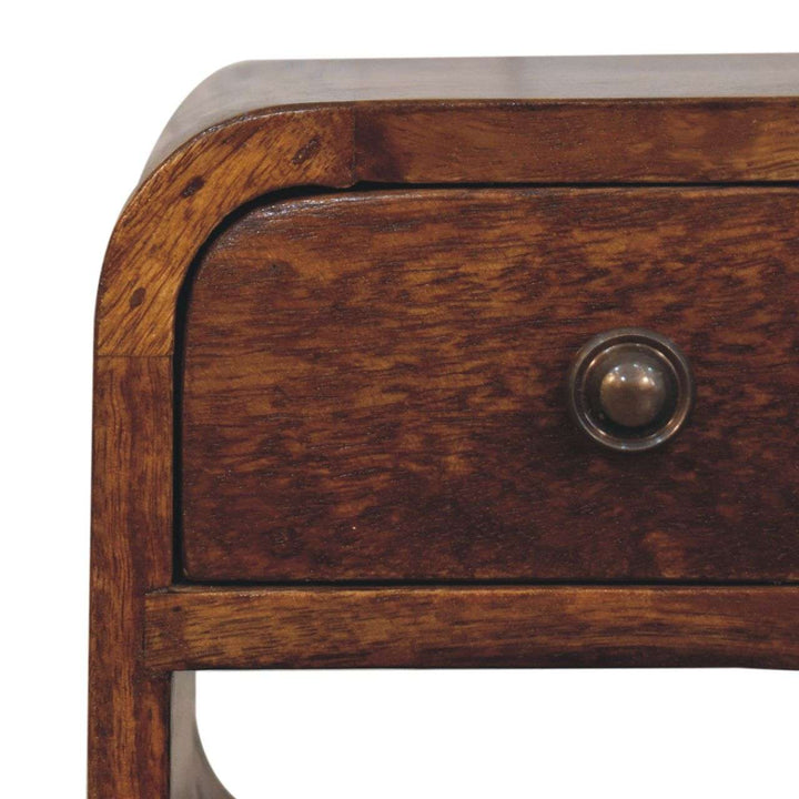 Extra Mini Chestnut Curve Lower Bedside - Smiddy Furniture