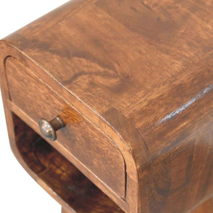 Extra Mini Chestnut Curve Lower Bedside - Smiddy Furniture