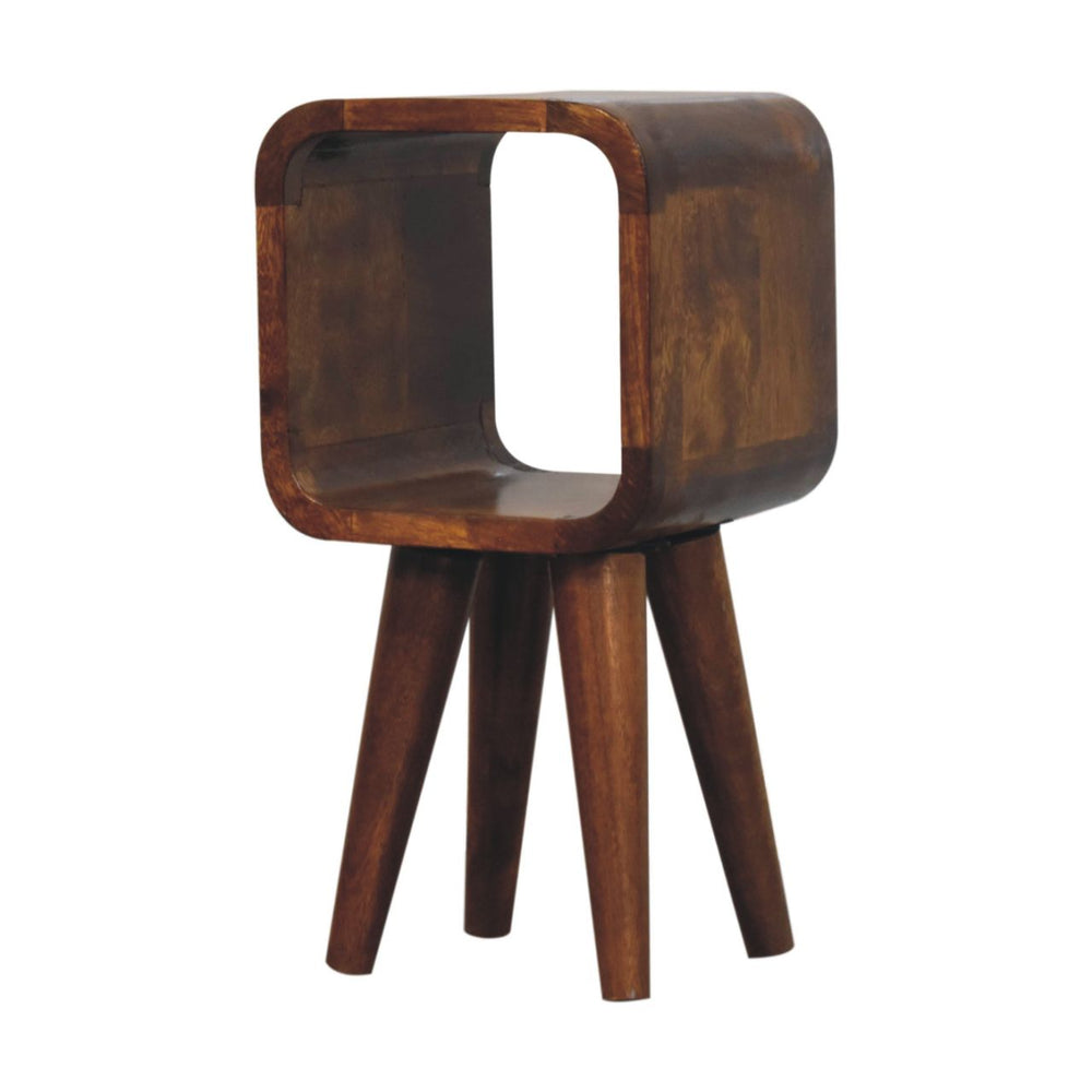 Extra Mini Minimalist Open Curved Chestnut Bedside-Smiddy Furniture