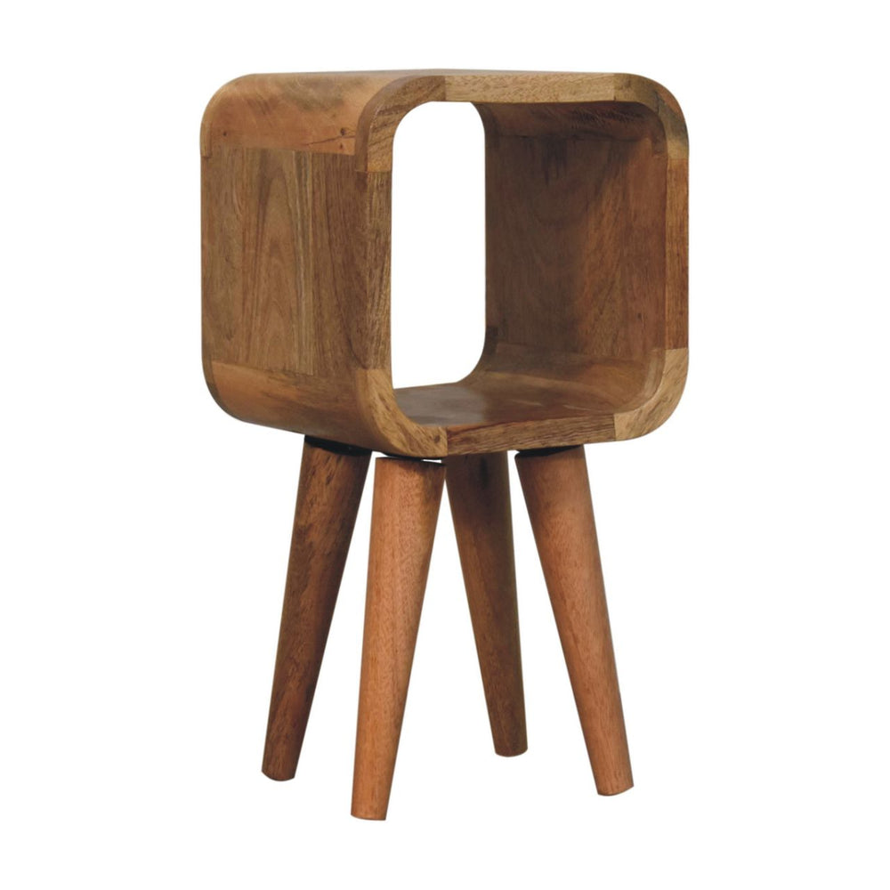 Extra Mini Minimalist Open Curved Oak-ish Bedside-Smiddy Furniture