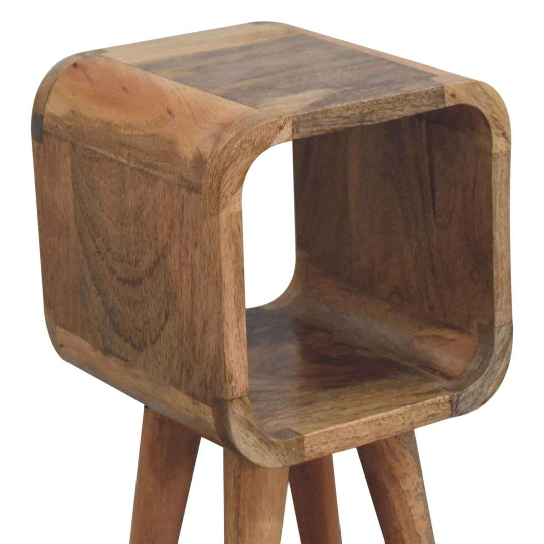 Extra Mini Minimalist Open Curved Oak-ish Bedside-Smiddy Furniture