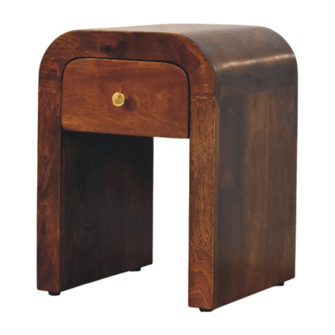 Mini Darcy Chestnut Nightstand with Curved Edges-Smiddy Furniture