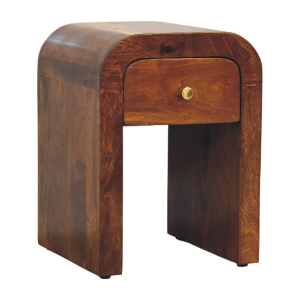 Mini Darcy Chestnut Nightstand with Curved Edges-Smiddy Furniture