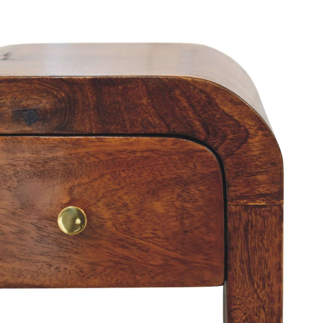 Mini Darcy Chestnut Nightstand with Curved Edges-Smiddy Furniture