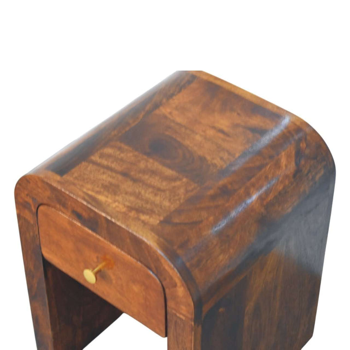 Mini Darcy Chestnut Nightstand with Curved Edges-Smiddy Furniture