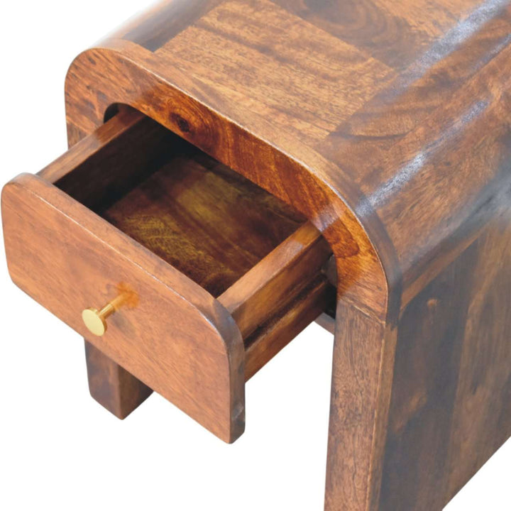 Mini Darcy Chestnut Nightstand with Curved Edges-Smiddy Furniture