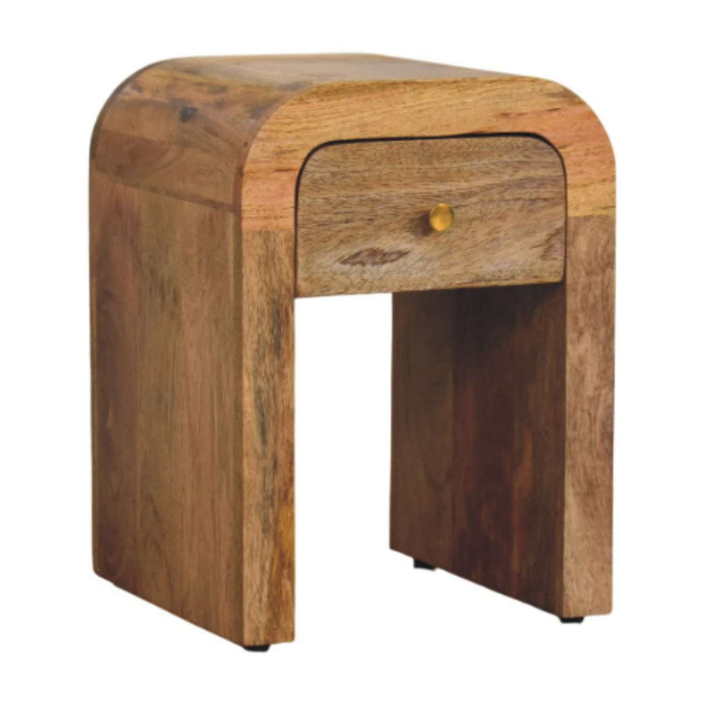 Mini Darcy Oak-ish Nightstand with Curved Edges-Smiddy Furniture